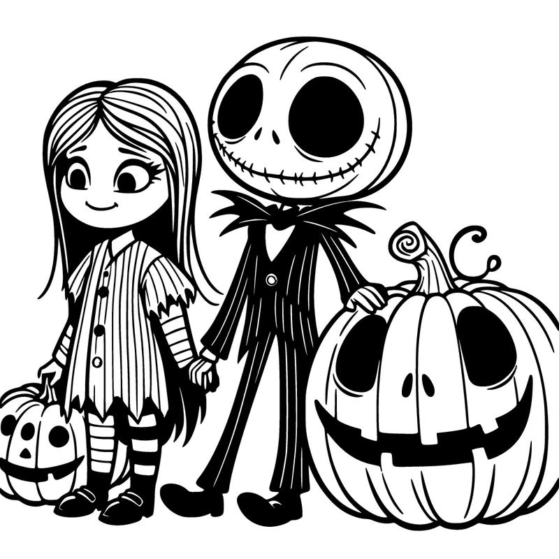 jack the pumpkin king with sally and a pumpkin