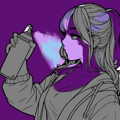 a realistic girl spray, painting
