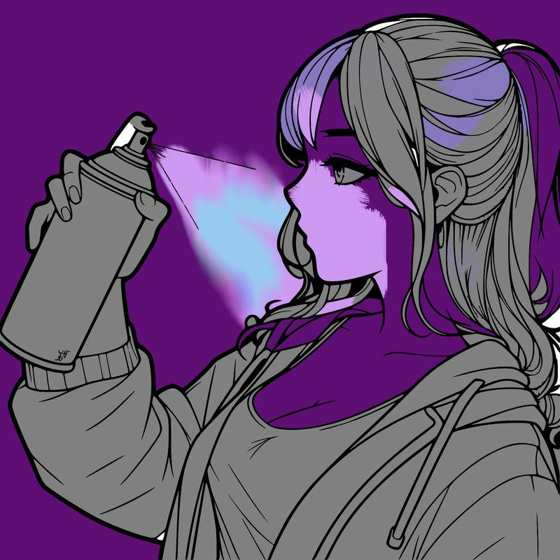 a realistic girl spray, painting