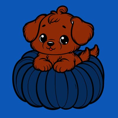 cute little puppy in a pumpkin