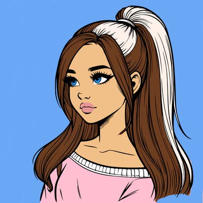 realistic girl with a high ponytail