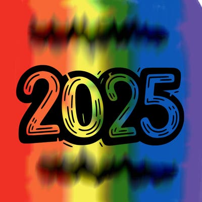 one line scrawled numbers sketch design “2025”