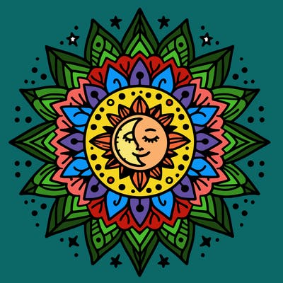 mandala star sun moon