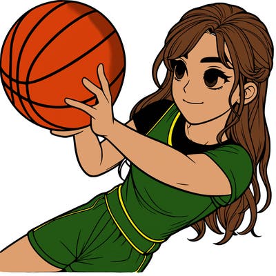realistic girl playing basketball