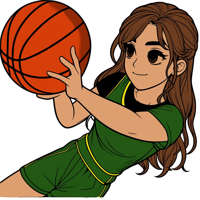 realistic girl playing basketball