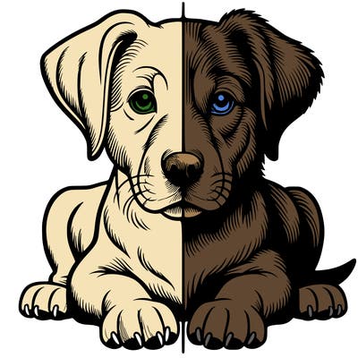 realistic dog split picture