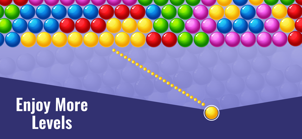 Bubble Shooter: Pop Bubble - Gameplay-Screenshot von Bubble Shooter Pop Bubble, der bunte Blasen und eine Zielbahn zeigt.