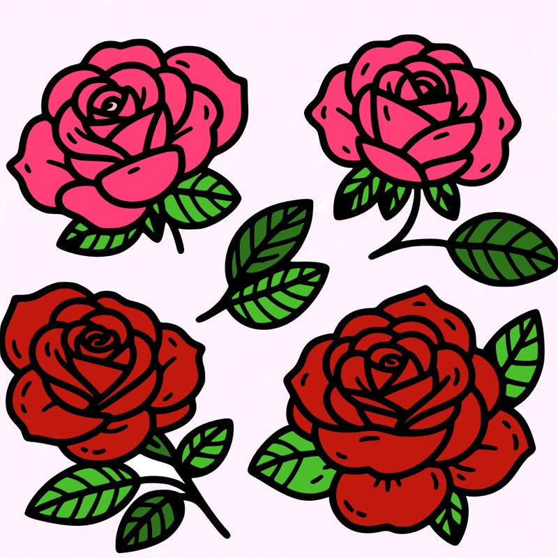 cute four pieces roses