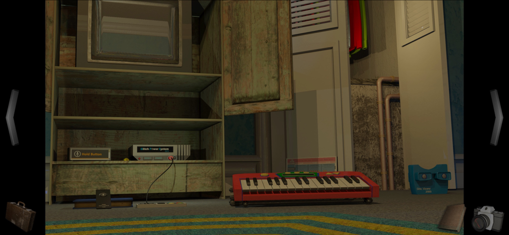 A Short Tale - A miniature perspective of a bedroom floor featuring a red toy keyboard and retro game console in A Short Tale.