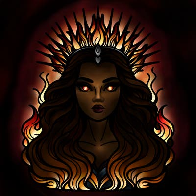 realistic beautiful queen of fire