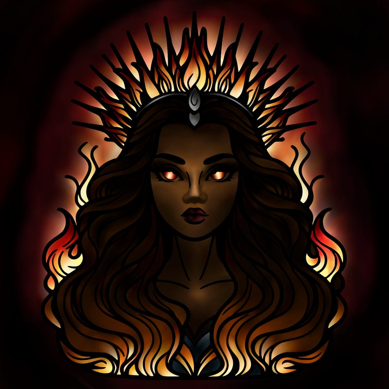 realistic beautiful queen of fire