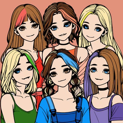 a group of girls realistic