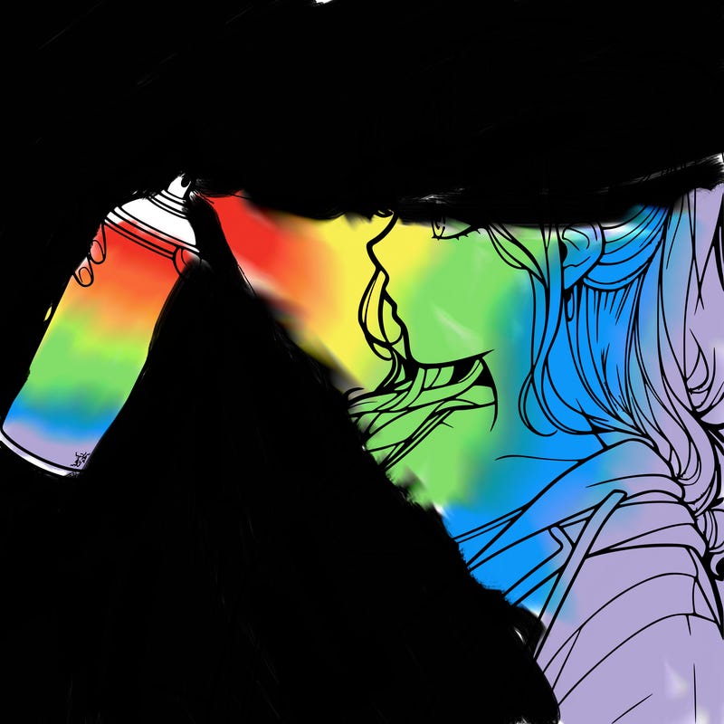 a realistic girl spray, painting