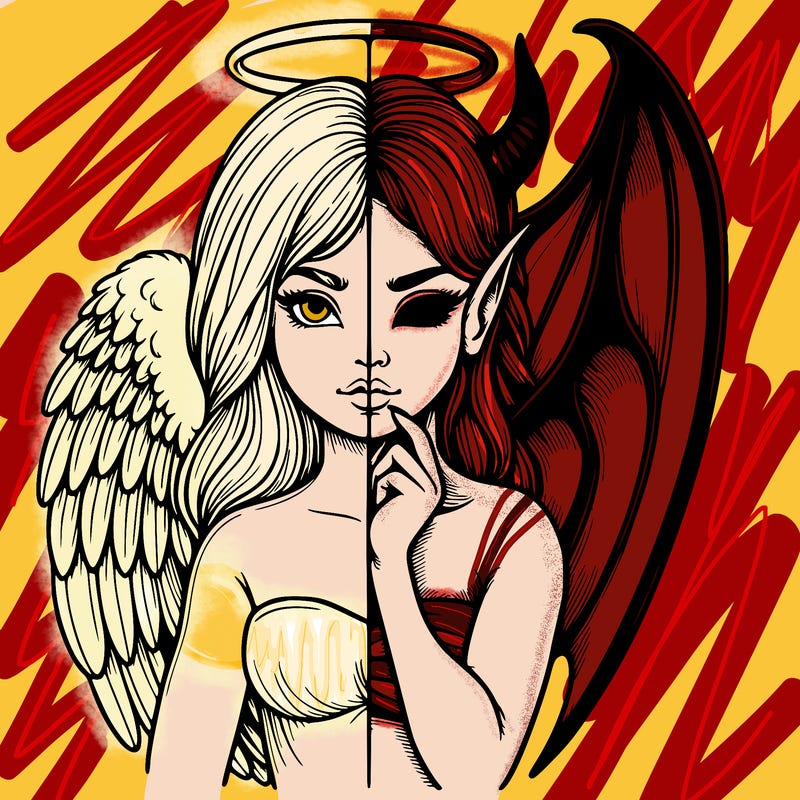 realistic angel half demon