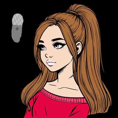 realistic girl with a high ponytail