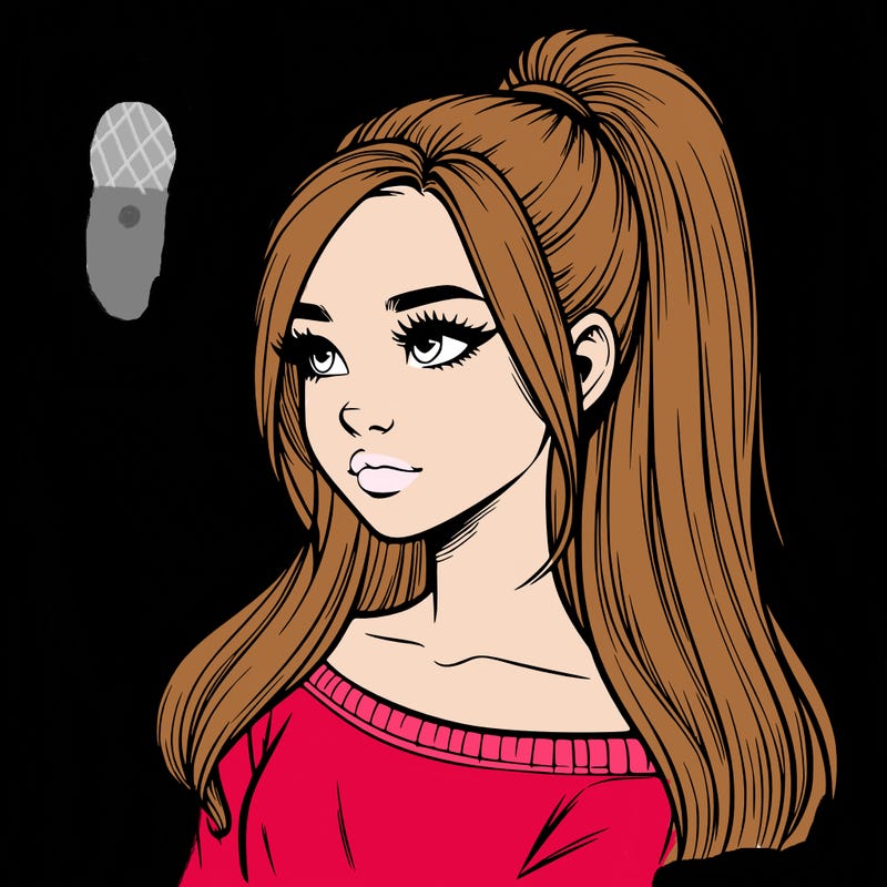 realistic girl with a high ponytail