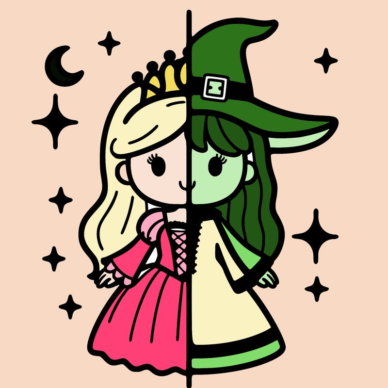 split princess and witch