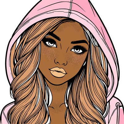 realistic beautiful girl with a hood on