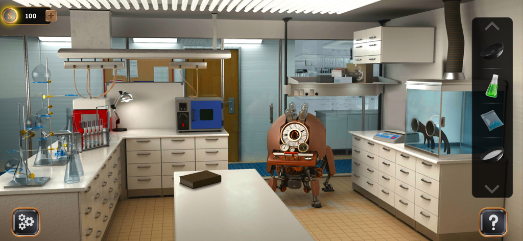 Time Travel: Escape Game - A science laboratory room with a time machine and puzzle objects in Time Travel Escape Game