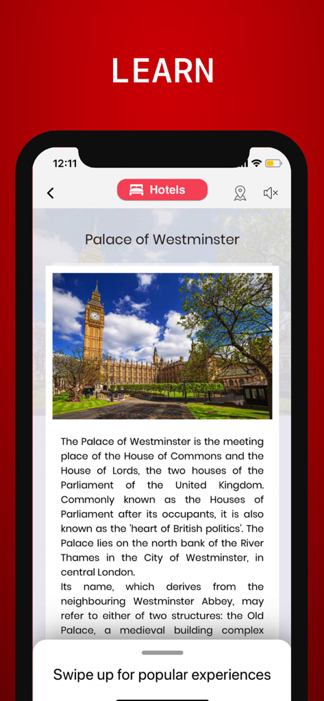 London Travel Guide with Map - 웨스트민스터 궁전 설명 및 사진을 보여주는 런던 여행 가이드 앱