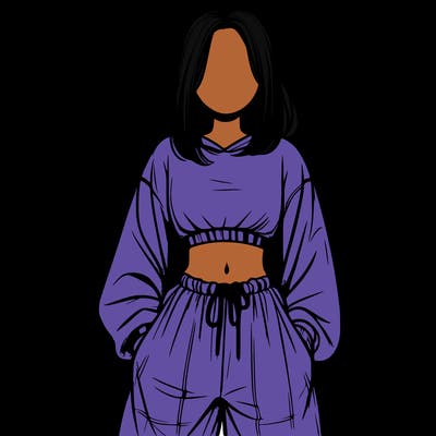 realistic girl faceless with baggy pants and a crop top