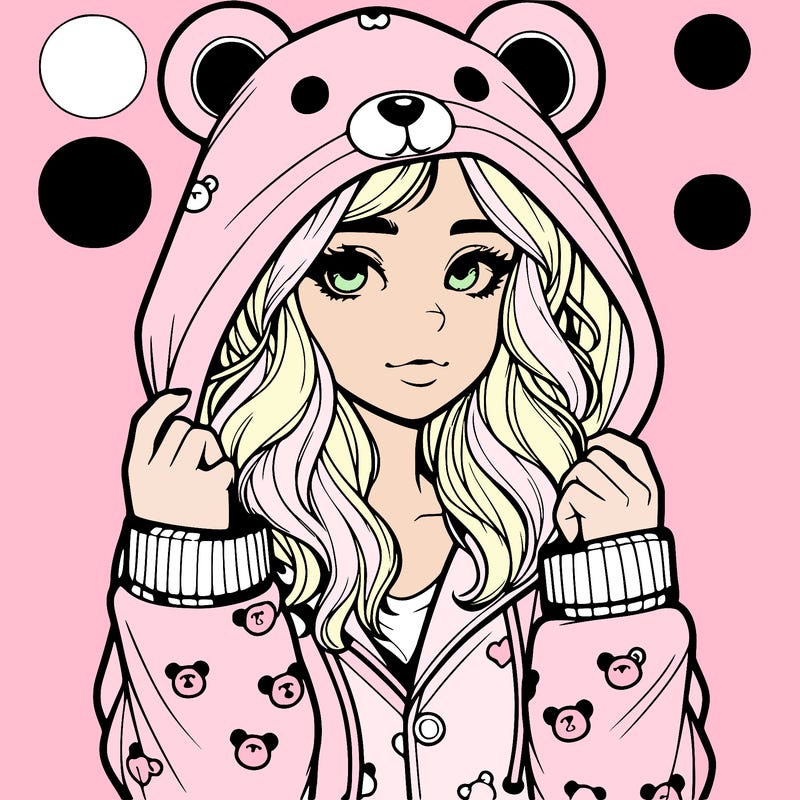 realistic girl in a animal pjs hoodie