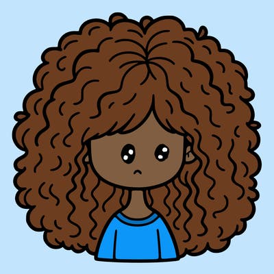 a girl with medium length curly poofy hair