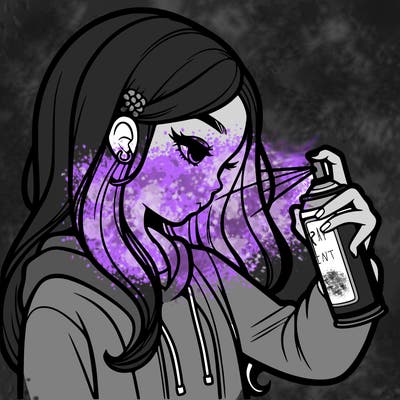 a realistic girl spray painting