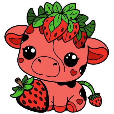 cute strawberry cow
