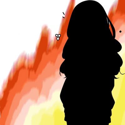 manga teen girl  in a sweater and baggy pants