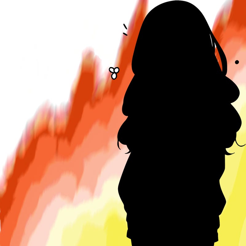 manga teen girl  in a sweater and baggy pants