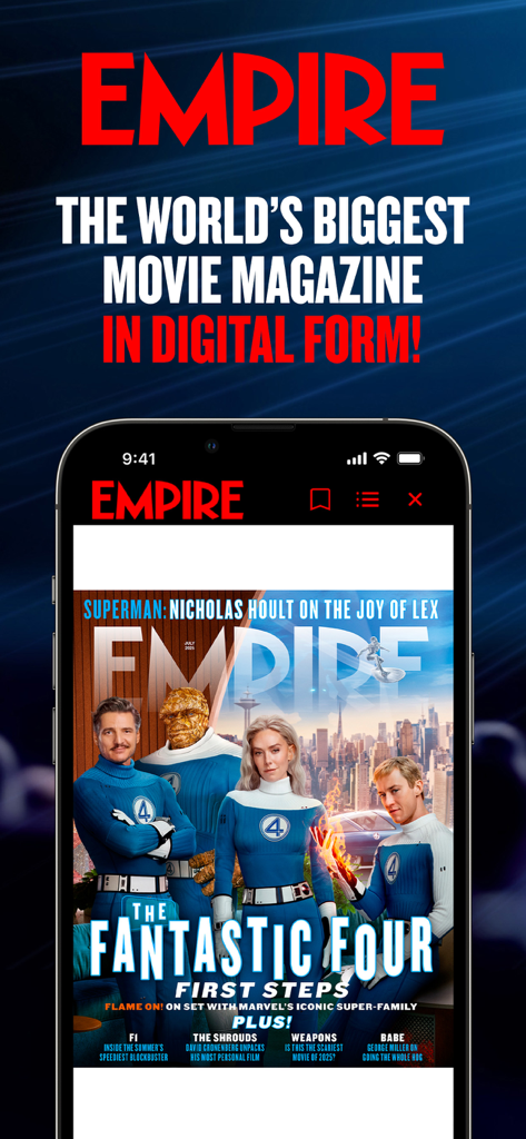 Empire Magazine - Empire Magazine App auf einem Smartphone-Bildschirm mit einer Fantastic Four Coverstory