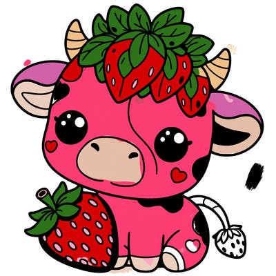 cute strawberry cow