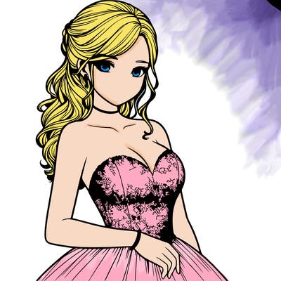 realistic girl in prom dress
