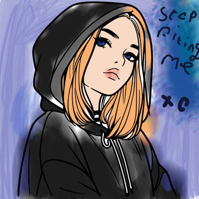 a realistic girl in a hoodie