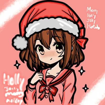 anime girl wearing a santa hat