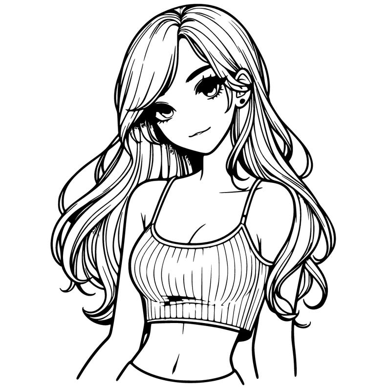 realistic girl with crop top