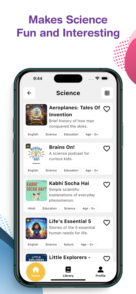 Chimes: Kids Audio Stories - A list of science themed audio stories and podcasts for kids in English and Hindi on the Chimes app