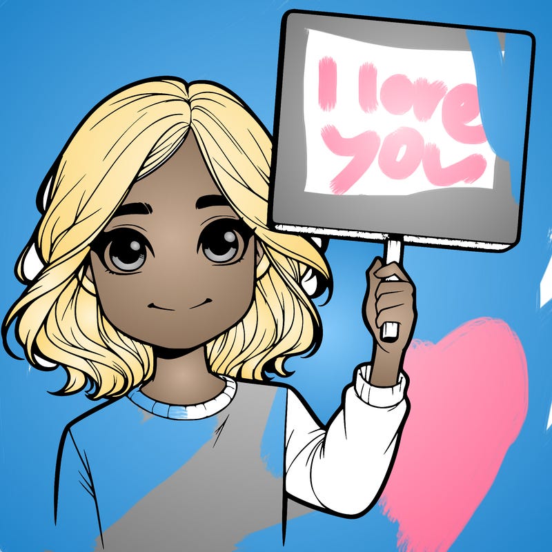 realistic girl holding up a sign