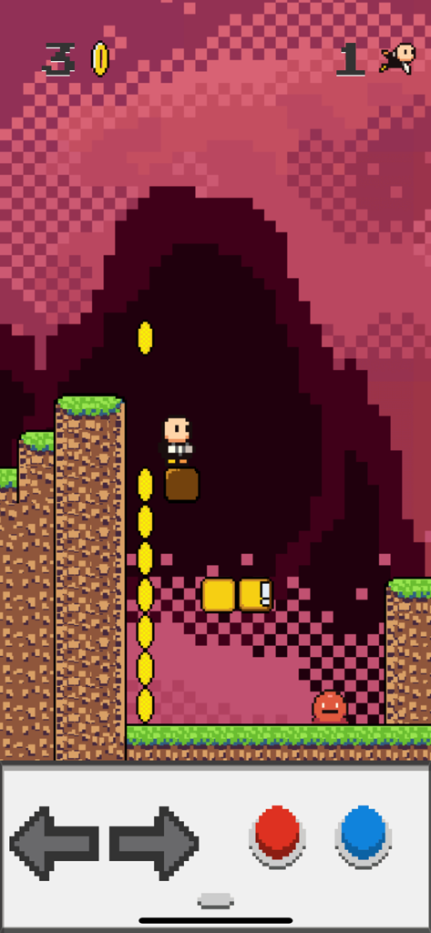 Super Bros! - Super Bros retro pixel art gameplay featuring a character collecting gold coins in a cave level