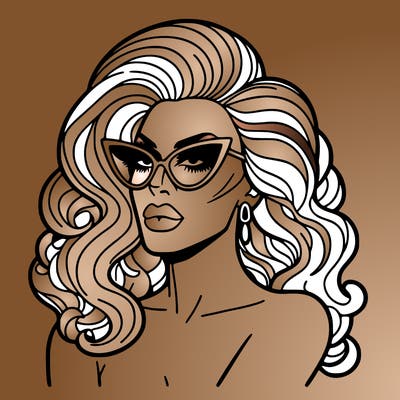drag queen with sunglasses on top of her head