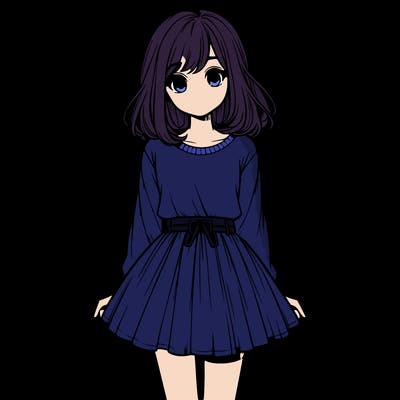 realistic girl with a skirt on