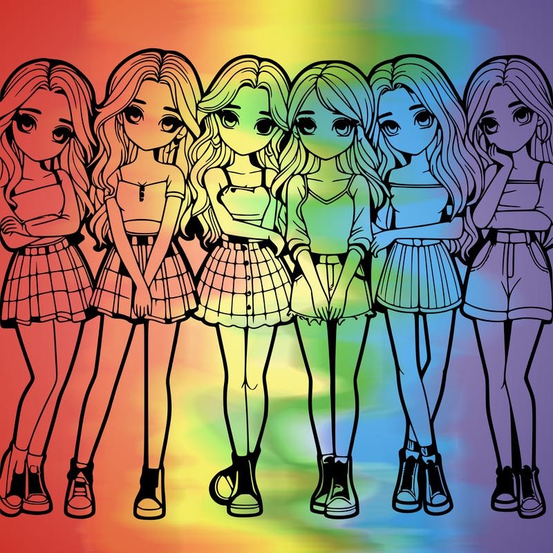 a group of girls realistic