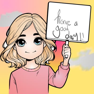 realistic girl holding up a sign