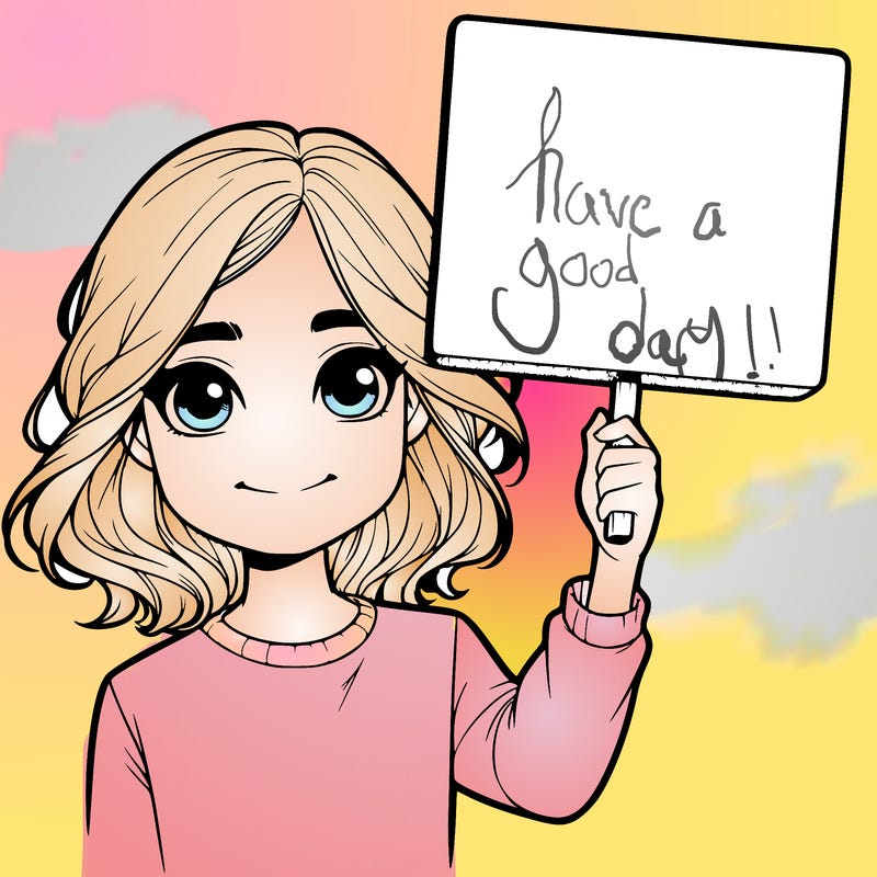 realistic girl holding up a sign