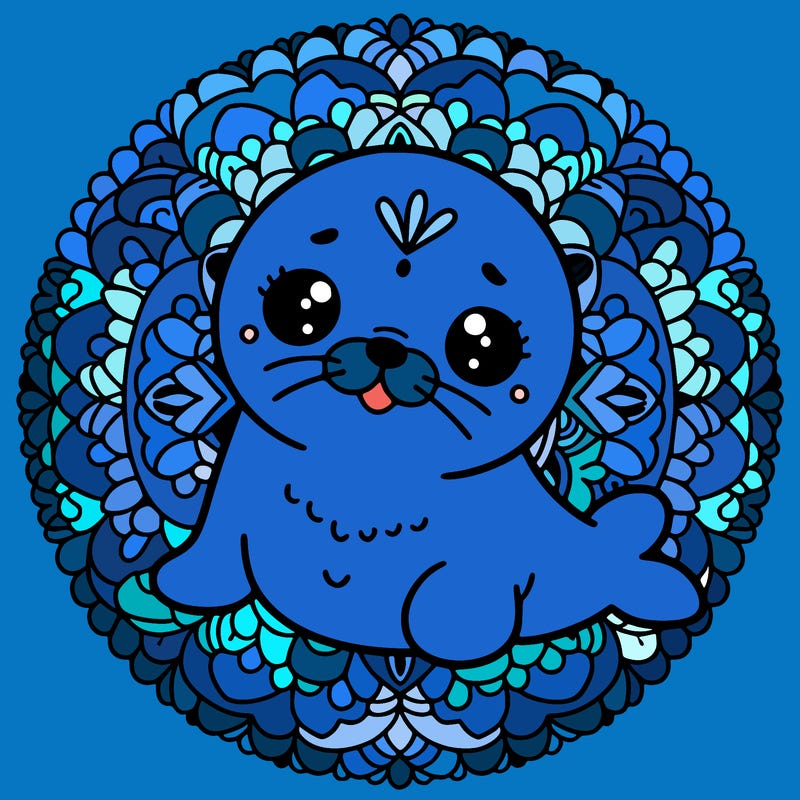 a cute baby seal mandala