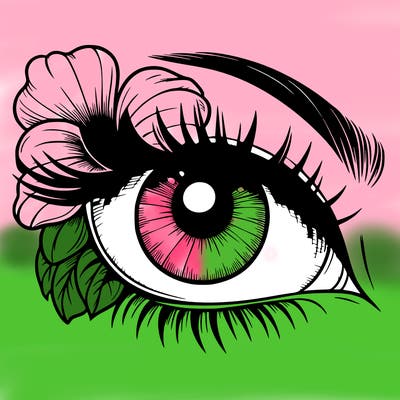 realistic eye with flower