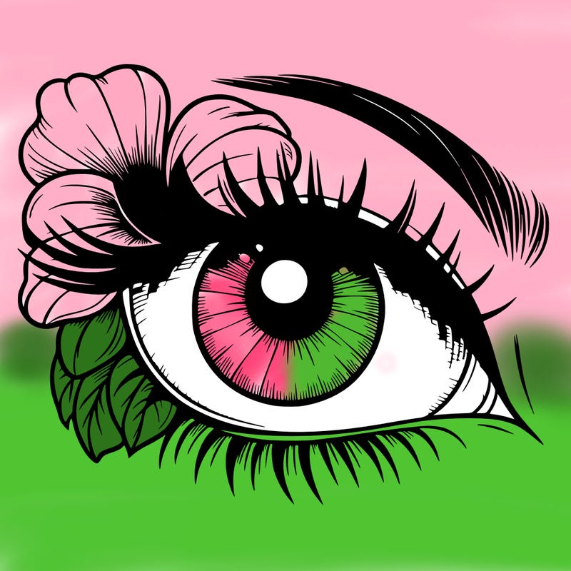 realistic eye with flower