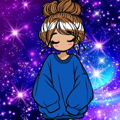 girl with baggy sweatshirt and messy bun