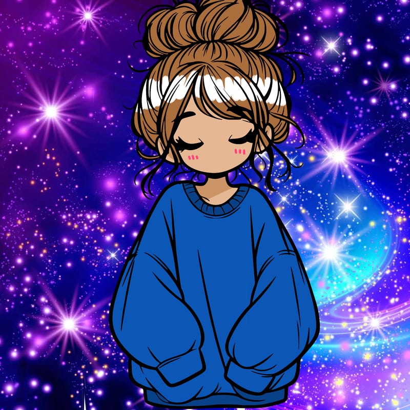 girl with baggy sweatshirt and messy bun